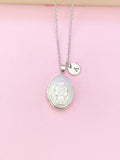 Silver Small Oval Locket Necklace, N3467