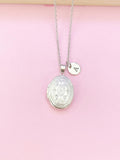 Silver Small Oval Locket Necklace, N3467