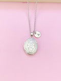 Silver Small Oval Locket Necklace, N3467