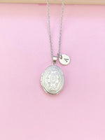 Silver Small Oval Locket Necklace, N3467