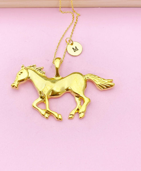Horse Necklace, Gold Running Horse Jewelry, Personalized Gifts, N4652