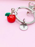 Silver Red Apple Charm Keychain, N3604