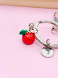 Silver Red Apple Charm Keychain, N3604