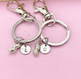 Silver Peanut Charm Keychain, Set of 2, N1435D