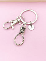 Silver Lasso Keychain, Knot Charm, Rope Charm, Lasso Charm, Gothic Jewelry, Occult Jewelry, Halloween Gift, N3754