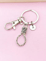 Silver Lasso Keychain, Knot Charm, Rope Charm, Lasso Charm, Gothic Jewelry, Occult Jewelry, Halloween Gift, N3754