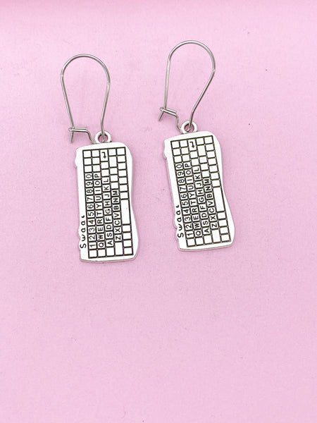 Silver Computer Keyboard Charm Earrings, N5804
