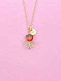 Gold Red Tulip Necklace, Tulip Charm, Gardening Gifts, Personized Birthday Gifts, N5303D