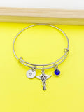 Veterinarian Caduceus Charm Bracelet, Initial, Vet Tech Graduation Gift