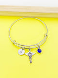 Veterinarian Caduceus Charm Bracelet, Initial, Vet Tech Graduation Gift