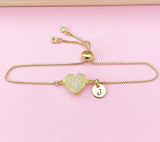 Gold Heart Bracelet, Zirconia Heart Jewelry, N5805