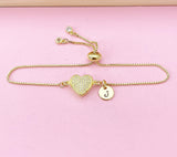 Gold Heart Bracelet, Zirconia Heart Jewelry, N5805
