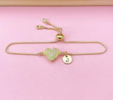Gold Heart Bracelet, Zirconia Heart Jewelry, N5805