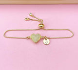 Gold Heart Bracelet, Zirconia Heart Jewelry, N5805