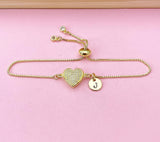 Gold Heart Bracelet, Zirconia Heart Jewelry, N5805