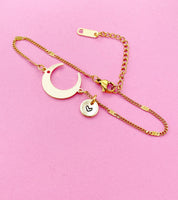 Gold Crescent Bracelet, Half Moon, N3861