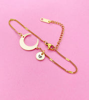Gold Crescent Bracelet, Half Moon, N3861
