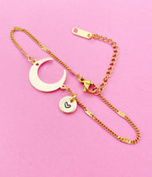 Gold Crescent Bracelet, Half Moon, N3861