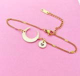 Gold Crescent Bracelet, Half Moon, N3861