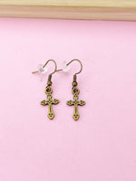 Bronze Cross Charm Earrings, N5105