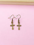 Bronze Cross Charm Earrings, N5105