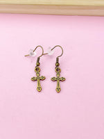 Bronze Cross Charm Earrings, N5105