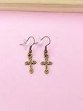 Bronze Cross Charm Earrings, N5105