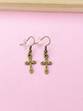 Bronze Cross Charm Earrings, N5105