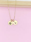 Gold or silver Bear Footprint Charm Necklace, Paw, D475