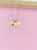 Gold or silver Bear Footprint Charm Necklace, Paw, D475