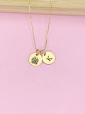 Gold or silver Bear Footprint Charm Necklace, Paw, D475
