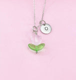 Silver Pink Tulip Necklace, Tulip Charm, Gardening Gifts, Personized Birthday Gifts, N5303H