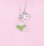 Silver Pink Tulip Necklace, Tulip Charm, Gardening Gifts, Personized Birthday Gifts, N5303H