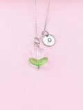 Silver Pink Tulip Necklace, Tulip Charm, Gardening Gifts, Personized Birthday Gifts, N5303H
