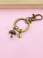 Umbrella Keychain, Bronze Umbrella Charm keychain, Raining Day Gifts, N4780Z