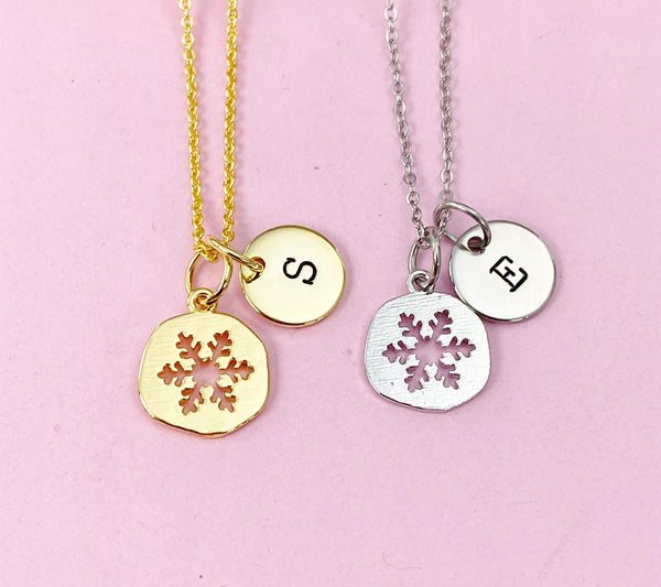 Silver or Gold Snowflake Charm Necklace, N2183A