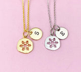 Silver or Gold Snowflake Charm Necklace, N2183A