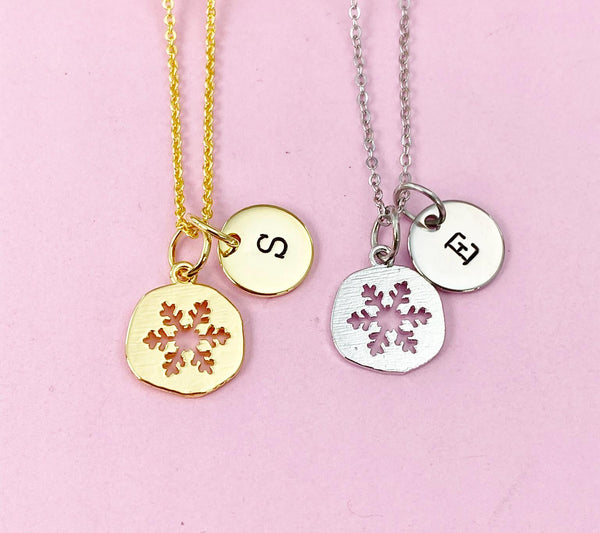 Silver or Gold Snowflake Charm Necklace, N2183A