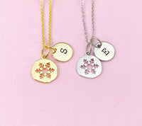 Silver or Gold Snowflake Charm Necklace, N2183A