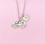 Silver Ambulance Car Charm Necklace, EMT Gift, N4372