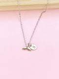 Silver Mermaid Tail Initial Necklace, Fantasy Gift