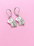 Silver Poker Playing Card Charm Earrings, N4629