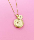 Gold Daisy Flower Locket Necklace, Love, Keepsake Photo Frame, N4049