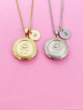 Gold or Silver Hibiscus Tropical Flower Locket Oval Pendant Necklace, Love, Keepsake Photo Frame, N4049A