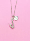 Silver Saxophone Charm Necklace, N1367