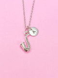 Silver Saxophone Charm Necklace, N1367