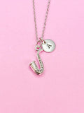 Silver Saxophone Charm Necklace, N1367
