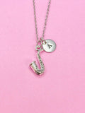 Silver Saxophone Charm Necklace, N1367