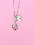Silver Saxophone Charm Necklace, N1367