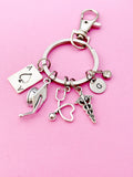 Graduation Keychain, Silver Ace Card, Graduation Cap, Heart Stethoscope, Caduceus, Initial, Birthstone Charm, Graduation Gift, N5804A